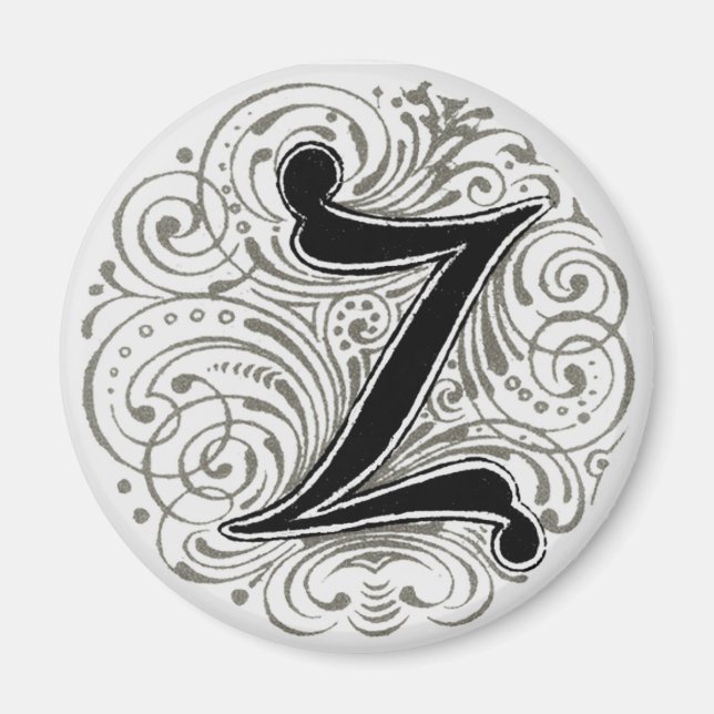 Monograma 'Z' en gris - imán (Frente)