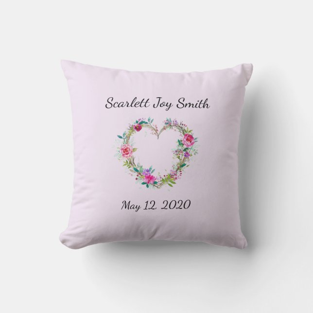 Monogramación de almohada de bebé recién nacido (Anverso)
