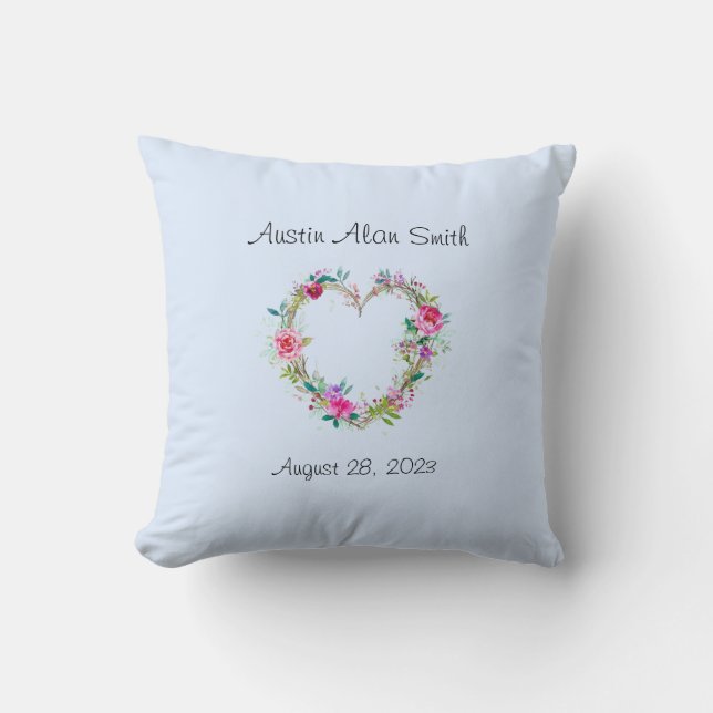 Monogramación de almohada de bebé recién nacido (Anverso)