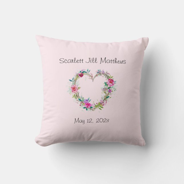 Monogramación de almohada de bebé recién nacido (Anverso)