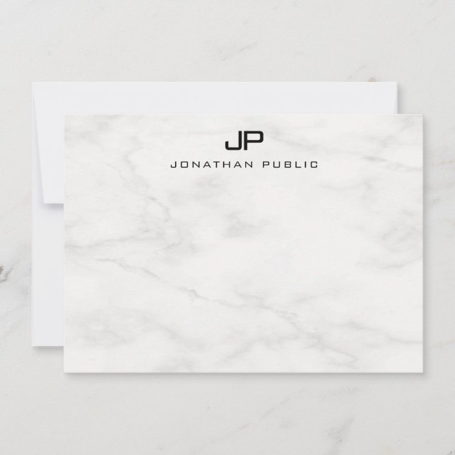 Monogramada Mármol Blanco Moderno Plantilla elegan (Anverso)