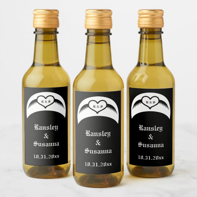 Monogramado Boda gótico Personalizado del corazón  (Botellas)