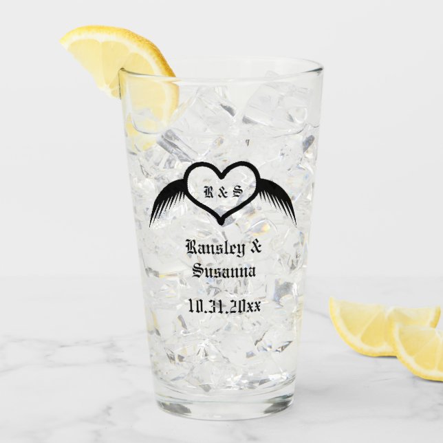 Monogramado Boda gótico Personalizado del corazón  (Anverso (hielo))