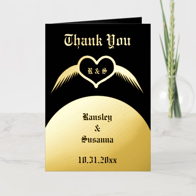 Monogramado Boda gótico Personalizado del corazón  (Anverso)