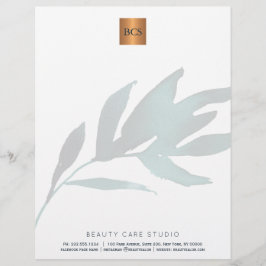 Monogramado de cobre de oro metálico de hoja azul