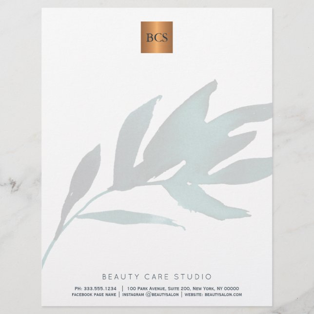 Monogramado de cobre de oro metálico de hoja azul (Anverso)