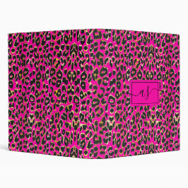 Monogramado de impresión de Leopardo negro y rosad