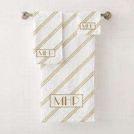 Monogramado de líneas de oro blanco y blanco elega