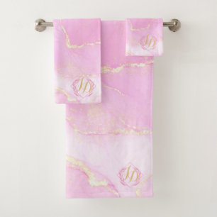 Monogramado de oro rosado en el Pastel Marble