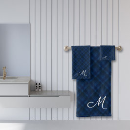 Monogramado de patrón de plástico negro azul