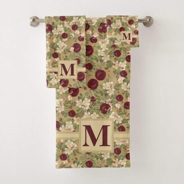 Monogramado de Rosas y flores de Borgoña (In situ)
