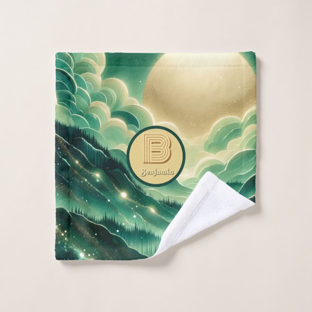 Monogramado del Purpurina Gradient Emerald Kelly G (Toallita)