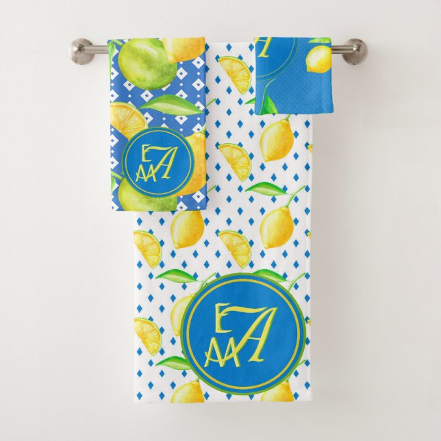 Monogramado Lemon Tree Royal Blue Home Decoración (In situ)