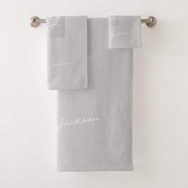 Monogramado moderno gris plateado elegante metálic