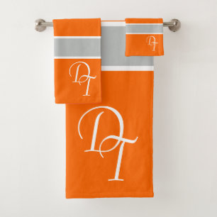 Monogramado - naranja de neón - franjas grises ne