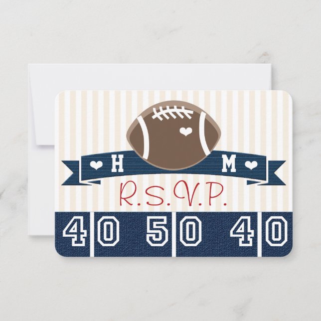 MONOGRAMADO NAVY RSVP FOOTBALL WEDDING RSVP (Anverso)