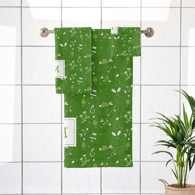 Monogramado patrón de pesca sin foco verde (Subido por el creador)