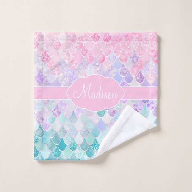 Monogramado patrón de sirena de color ocre (Toallita)