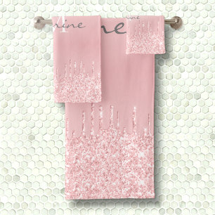 Monogramado Purpurina de goteo rosado de Rubor met