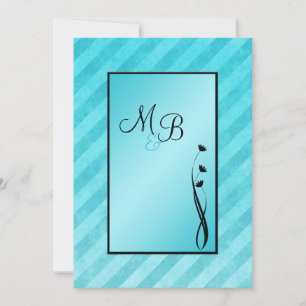 Monogramas Aqua, Invitación a franja floral negra