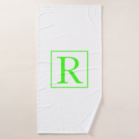 Monogramas Color blanco neón verde inicial brillan
