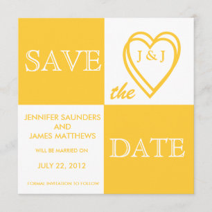 Monogramas de amor amarillo salvan la tarjeta de f