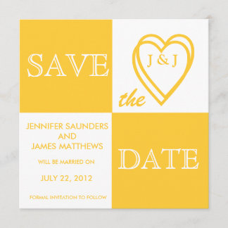 Monogramas de amor amarillo salvan la tarjeta de f