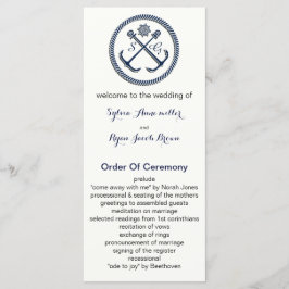 Monogramas de ancla, programas de bodas náuticas