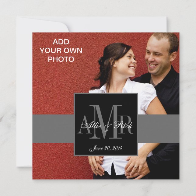 Monogramas de invitaciones a bodas de fotografía d (Anverso)