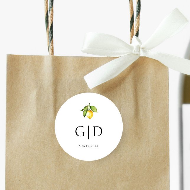 Monogramas de Limón Amarillo para Boda Pegatina Re (Subido por el creador)