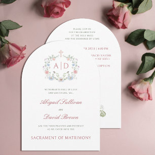 Monogramas de marco floral Invitación a la boda ca