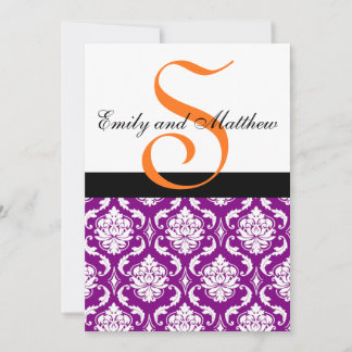 Monogramas Naranjas de invitaciones a bodas con Da