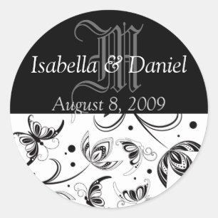 Monogramas Para Bodas Pegatinas Damask