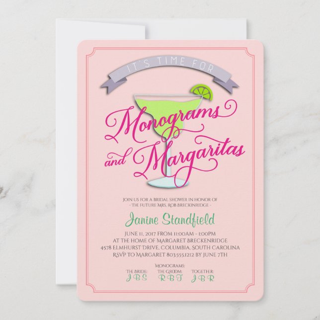 Monogramas y invitación nupcial de la ducha de los (Anverso)