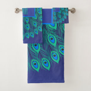 Monogramed Elegant Moderno Peacock Azul Verde azul