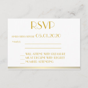 Monogramed Gold Black Great Gatsby Wedding RSVP