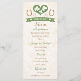 Monogramed Lucky in Love Shamrock Menú Boda
