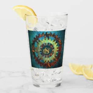 Monogramed Steampunk Verdigris Rusty CogWheel