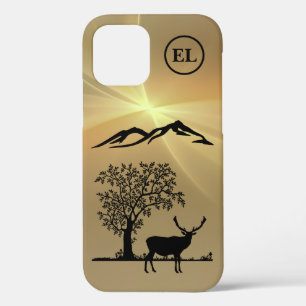 Monogrammed Buck Silhouette Apple iPhone 12 Funda