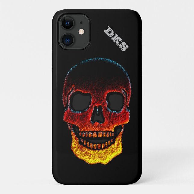 Monogrammed Molten Lava LOOK Skull iPhone 11 Funda (Reverso)