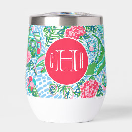 Monogramo de impresión de Nantucket Preppy Palm Be