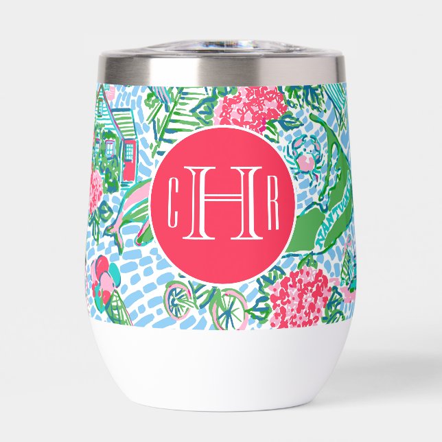 Monogramo de impresión de Nantucket Preppy Palm Be (Frente)