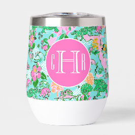 Monogramo del patrón de Playa de Palm Preppy Mapa