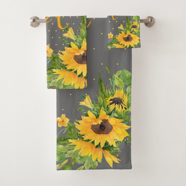 Monogramo girasol Decoración gris amarillo (In situ)