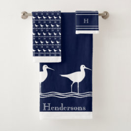 Monogramo Naval Azul Sandpipers Nautical Ba