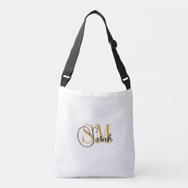 Monogramo Nombre y mujer Bolsa de moda / blanco (Anverso)