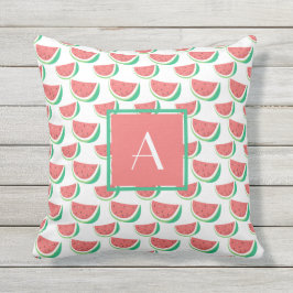Monogramo verano al aire libre almohadas sandía