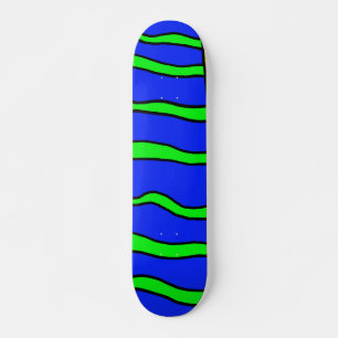 Monopatín Azul Con Rayas Verdes