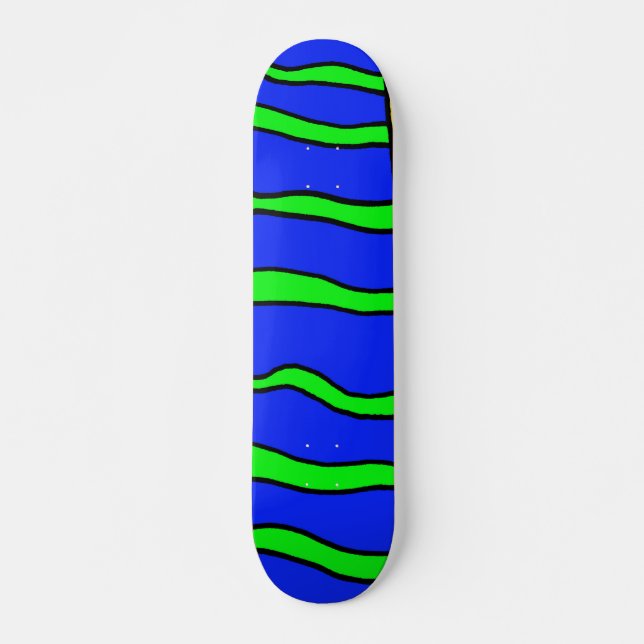 Monopatín Azul Con Rayas Verdes (Anverso )