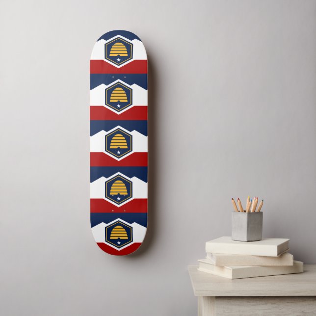 Monopatín con la bandera de Utah, EE. UU. (Arte de la pared)